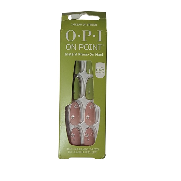 OPI On Point I Gleam of Spring Instant Press On Mani Nails, 24 Nails Glue - Picture 1 of 3